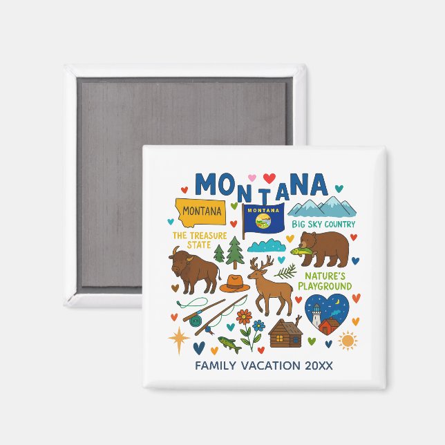 Montana Family Trip Keepsake Custom Magnet (Vorderseite/Rückseite)