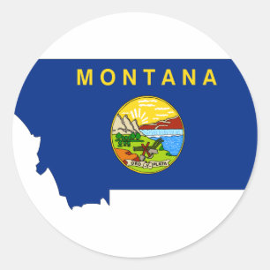 Montana Flag Karte Runder Aufkleber