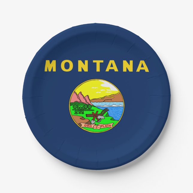 Montana-Flagge Pappteller (Vorderseite)