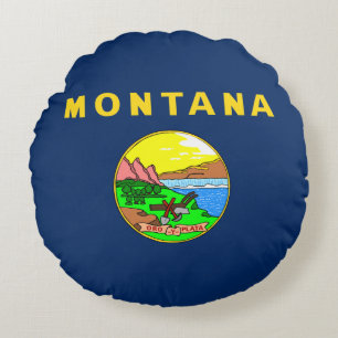 Montana-Flagge Rundes Kissen