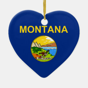 Montana-Flaggen-Herz Keramikornament