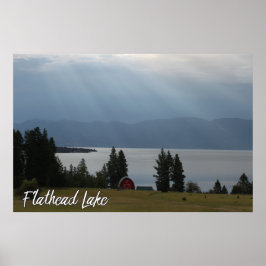 Montana Flathead Lake Shore Roter Barn Trees Poster