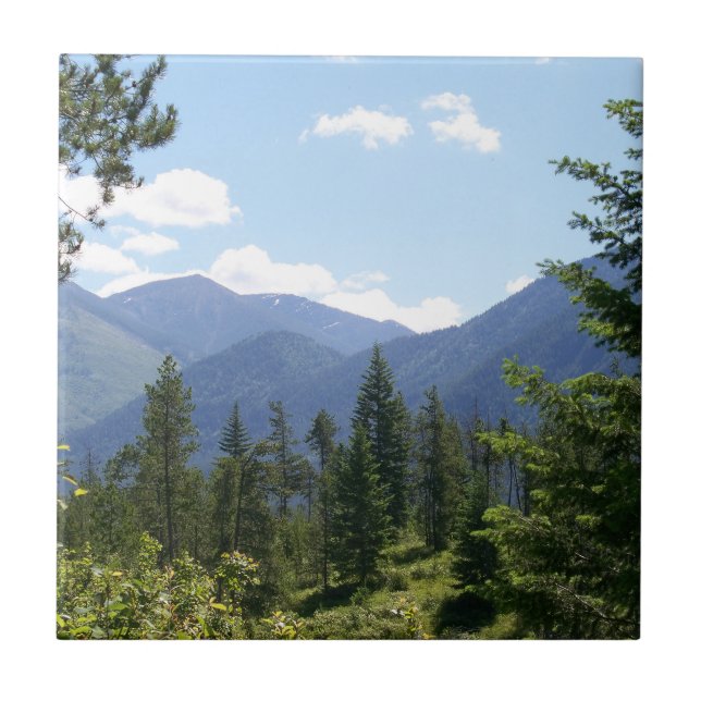 Montana Forest and Mountains Scenic View Fliese (Vorderseite)