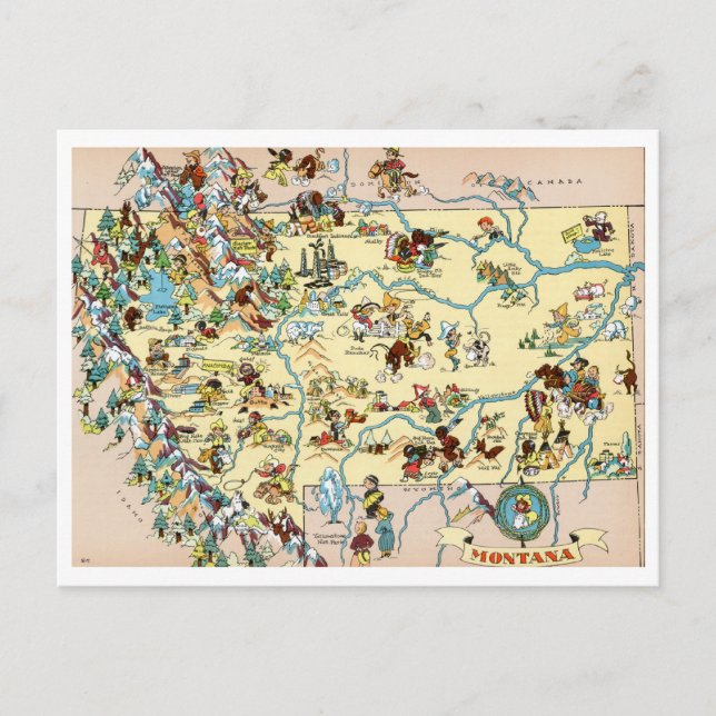 Montana Funny Map Postkarte (Vorderseite)