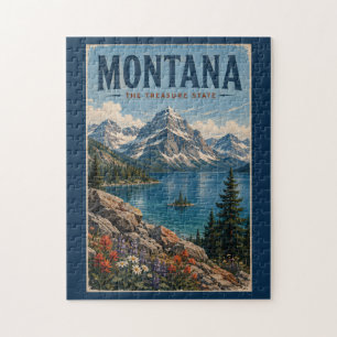 Montana-Gebirgsillustration Reise Kunst Vintage
