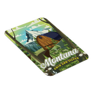 Montana "Gold und Silber" Reiseplakat Magnet