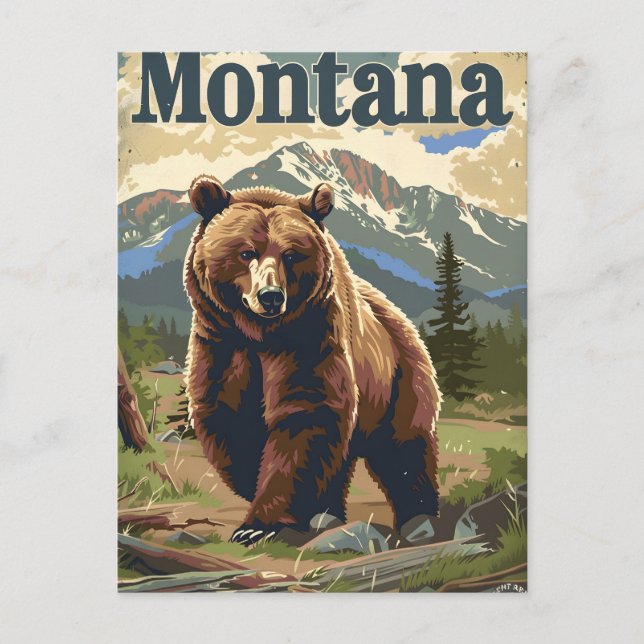 Montana Grizzly Vintag Postkarte (Vorderseite)