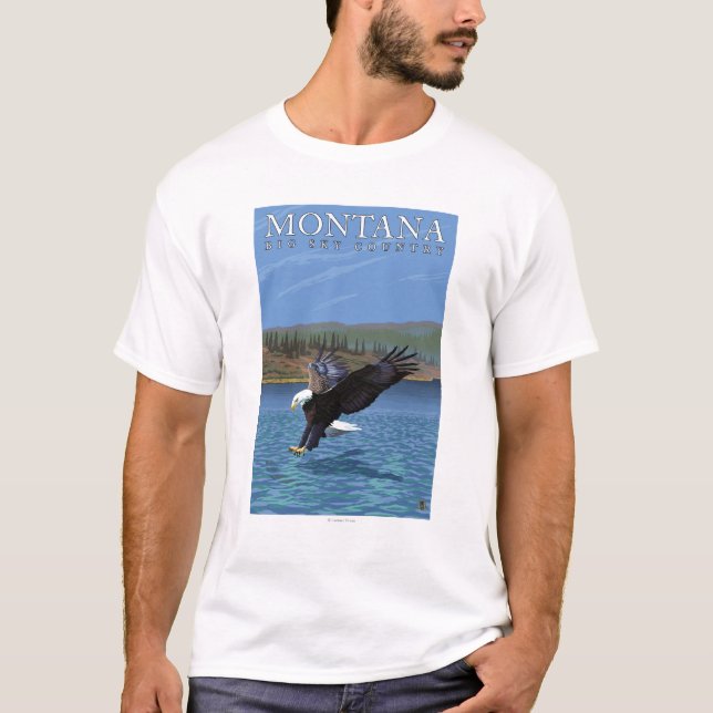 Montana -- Großer Himmel CountryDiving Eagle T-Shirt (Vorderseite)