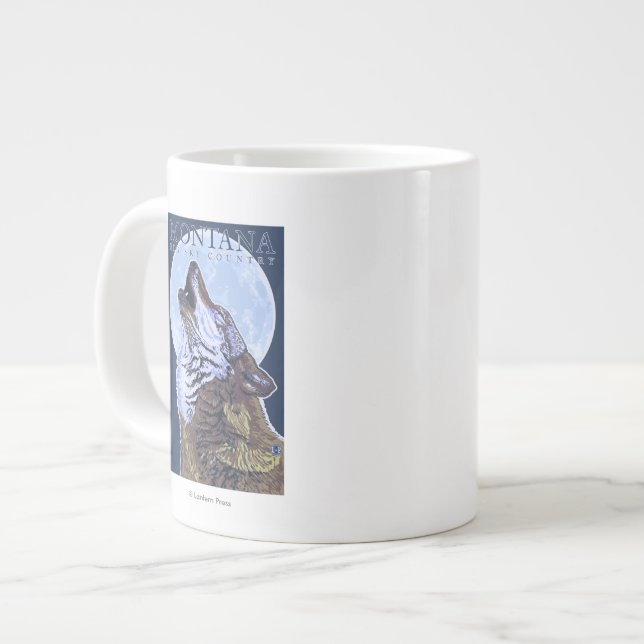 Montana -- Großer Himmel CountryHowling Wolf Jumbo-Tasse (Vorderseite Links)