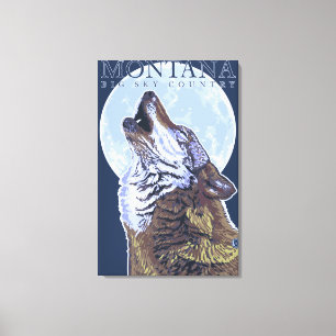 Montana -- Großer Himmel CountryHowling Wolf Leinwanddruck