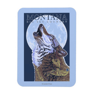 Montana -- Großer Himmel CountryHowling Wolf Magnet