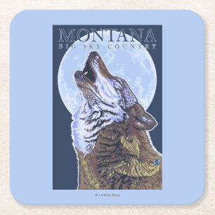 Montana -- Großer Himmel CountryHowling Wolf Rechteckiger Pappuntersetzer