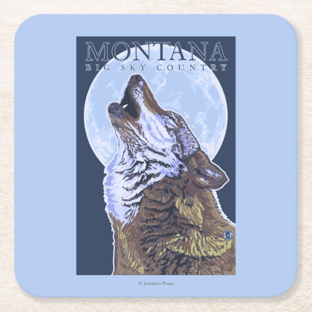 Montana -- Großer Himmel CountryHowling Wolf Rechteckiger Pappuntersetzer (Vorderseite)