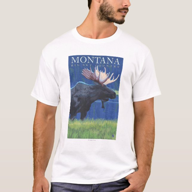 Montana -- Großer Himmel CountryMoose im T-Shirt (Vorderseite)