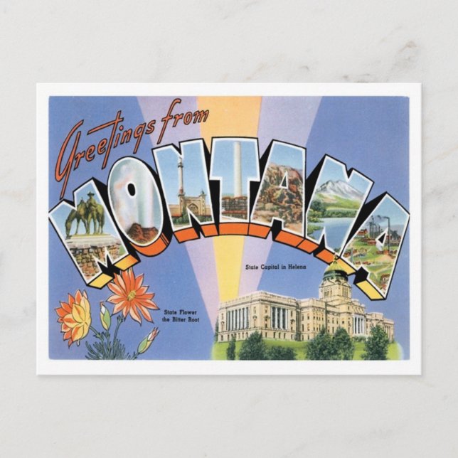 Montana Gruß von US-Staaten Postkarte (Vorderseite)