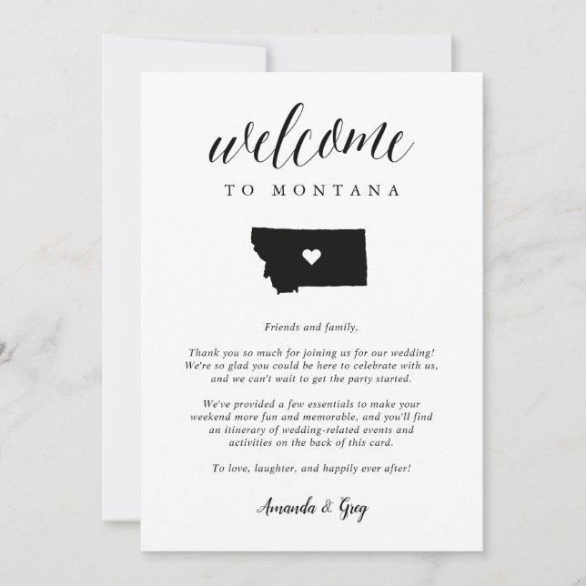 Montana Hochzeit Begrüßungsschreiben und Reisereie (Vorderseite)