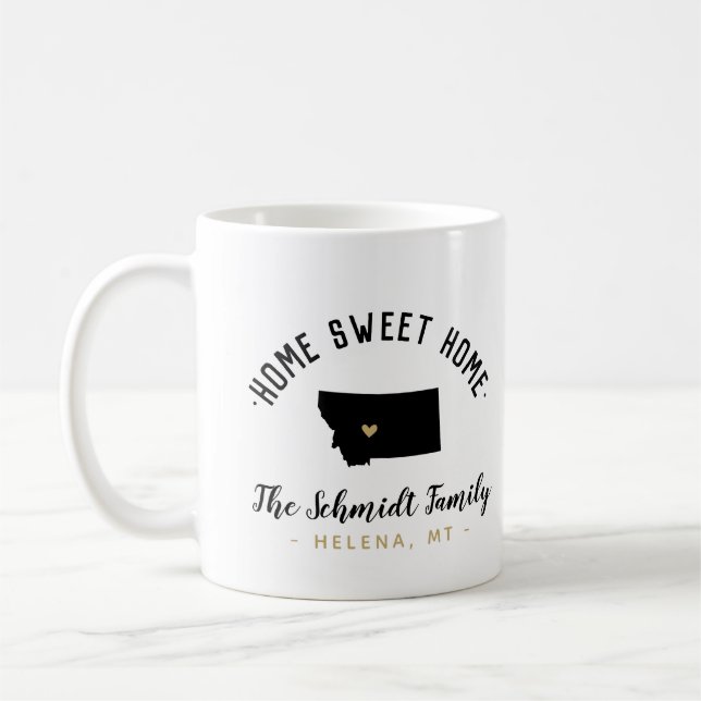 Montana Home Sweet Home Famille Monogramme Mug (Gauche)