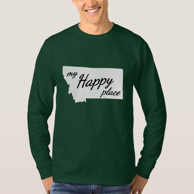 Montana ist mein glücklicher weißer u. schwarzer T-Shirt (Vorderseite)