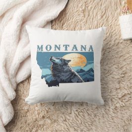 Montana Kontur Wolf und Mond Kissen