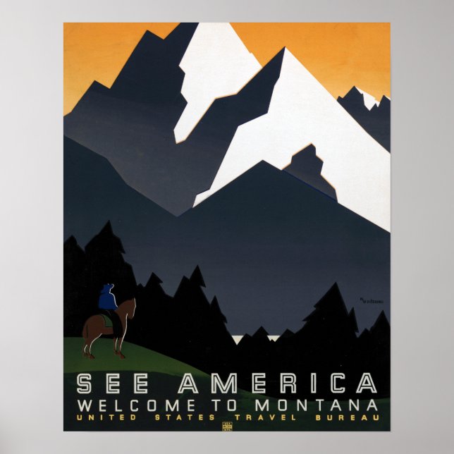 Montana Landschaft Kunst, Dichtung und Musik Vinta Poster (Vorne)