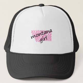 Montana-Mädchen mit gekritzelter Montana-Karte Truckerkappe