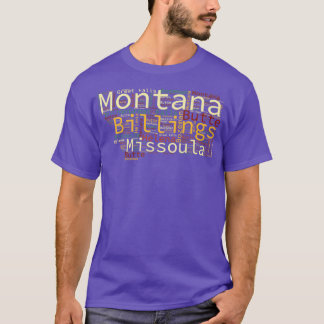Montana Map and Cities  T-Shirt