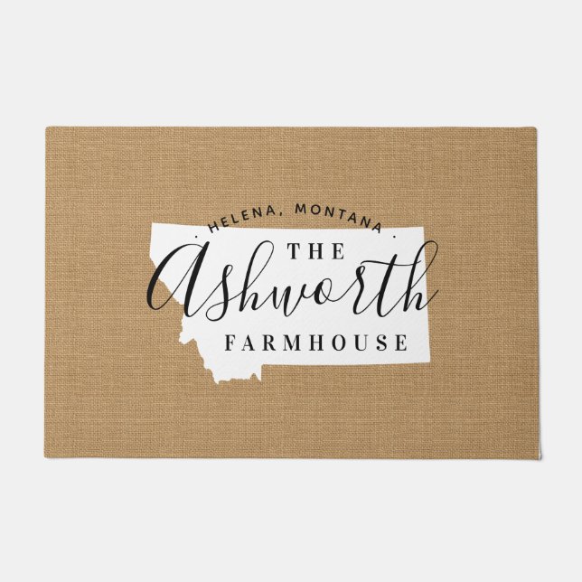 Montana Monogram Staat Doormat Fußmatte (Vorderseite)
