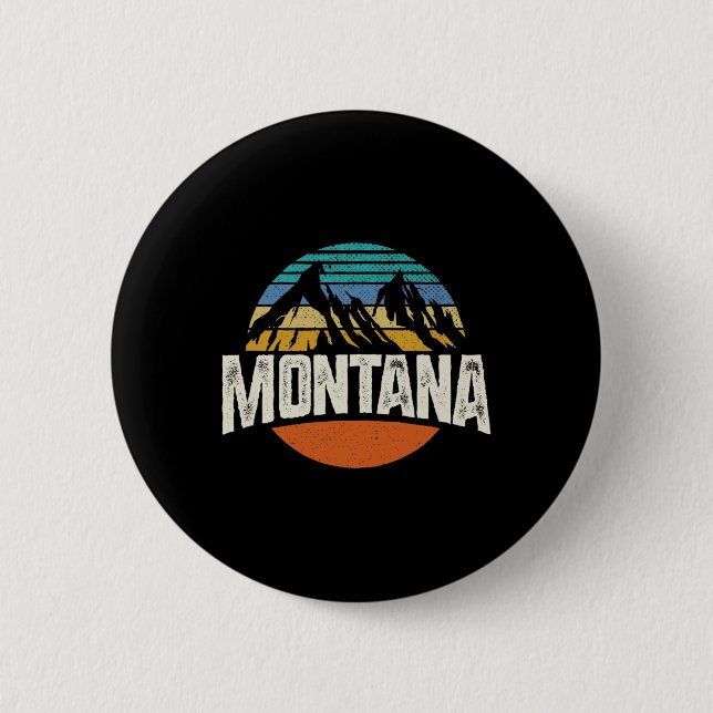 Montana Mountains Retro Design Hiking Mt  Button (Vorderseite)