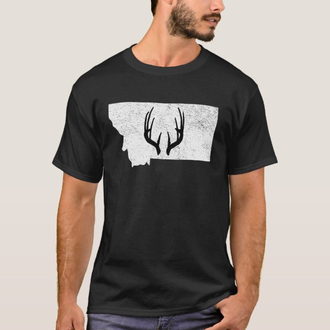 Montana MT Deer Hunting Shed Antlers T-Shirt (Vorderseite)