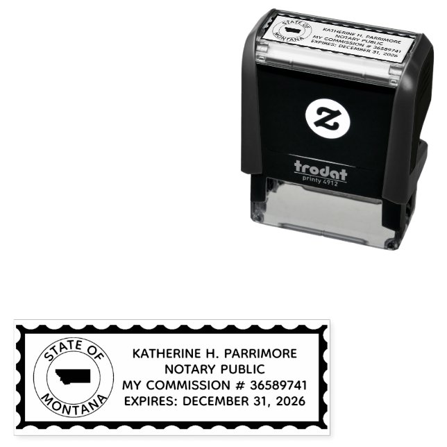 Montana Notary Public Self Inking Rubber Briefmark Permastempel (Beispiel)