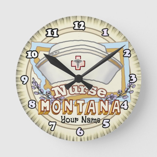 Montana Nurse Runde Wanduhr (Vorderseite)