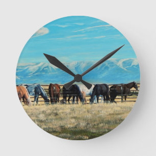 Montana-Pferde, Frühlingszusammenfassung, Runde Wanduhr