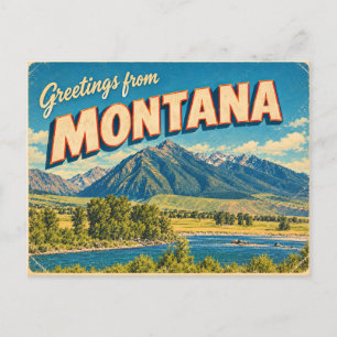 Montana Retro Mountains Fluss Reise Souvenir Postkarte