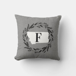 Montana Rustic Wreath Monogram Throw Pillow Kissen