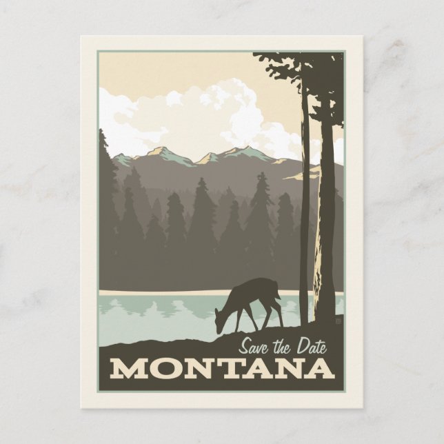 Montana | Save The Date Ankündigungspostkarte (Vorderseite)