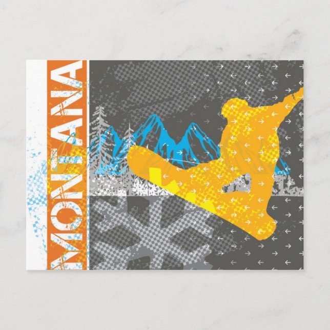 Montana Snowboarden Postkarte (Vorderseite)