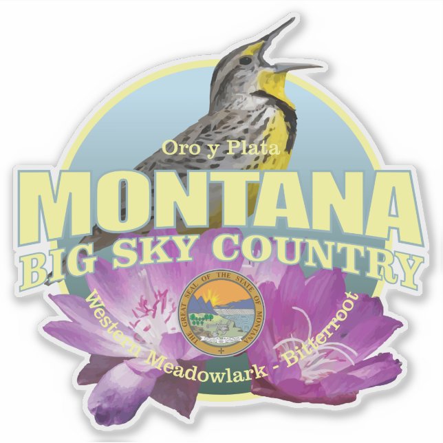 Montana Staat Bird & Blume Aufkleber (Vorderseite)