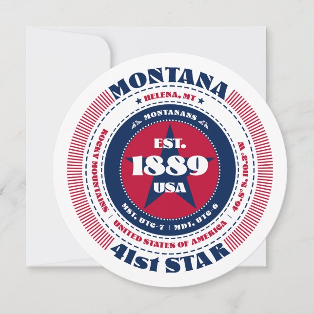 Montana Staat Circular Typografy Flat Card (Vorderseite)