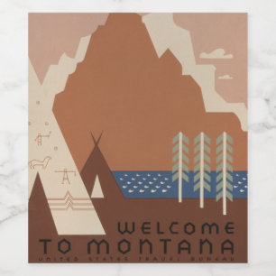 Montana Staat: Indianerstämme, Berge, Prärie Weinetikett