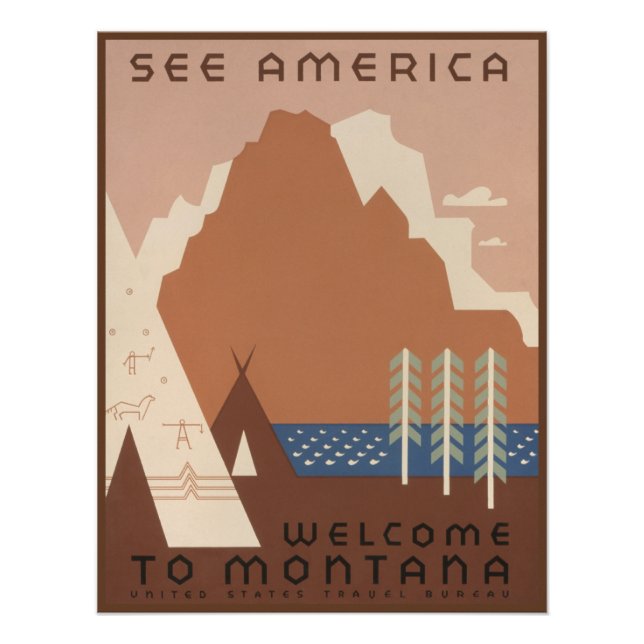 Montana Staat: Indische Stämme, Berge, Prärie Fotodruck (Vorne)