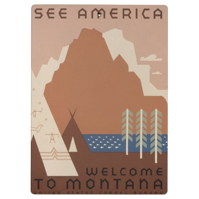 Montana Staat: Indische Stämme, Berge, Prärie Klemmbrett (Rückseite)