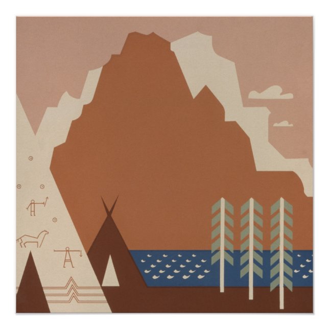 Montana Staat: Indische Stämme, Berge, Prärie Poster (Vorderseite)