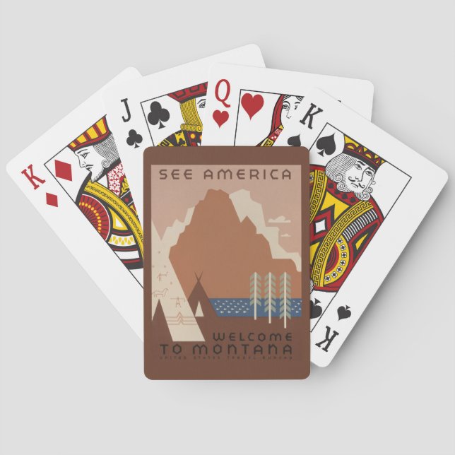 Montana Staat: Indische Stämme, Berge, Prärie Spielkarten (Rückseite)