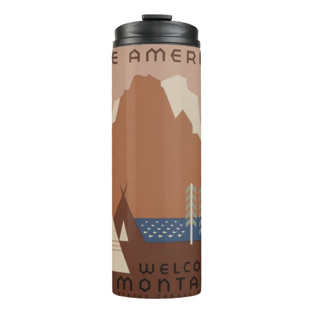 Montana Staat: Indische Stämme, Berge, Prärie Thermosbecher (Vorderseite)