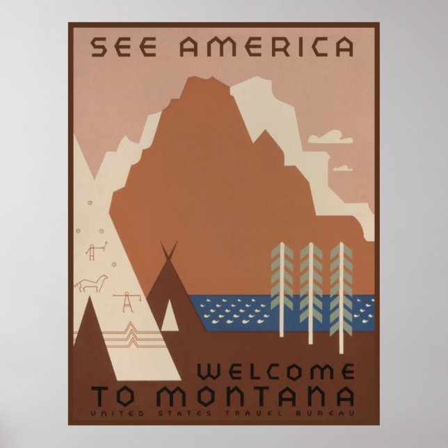 Montana Staat Native Amerikanische Ureinwohner Tri Poster (Vorne)
