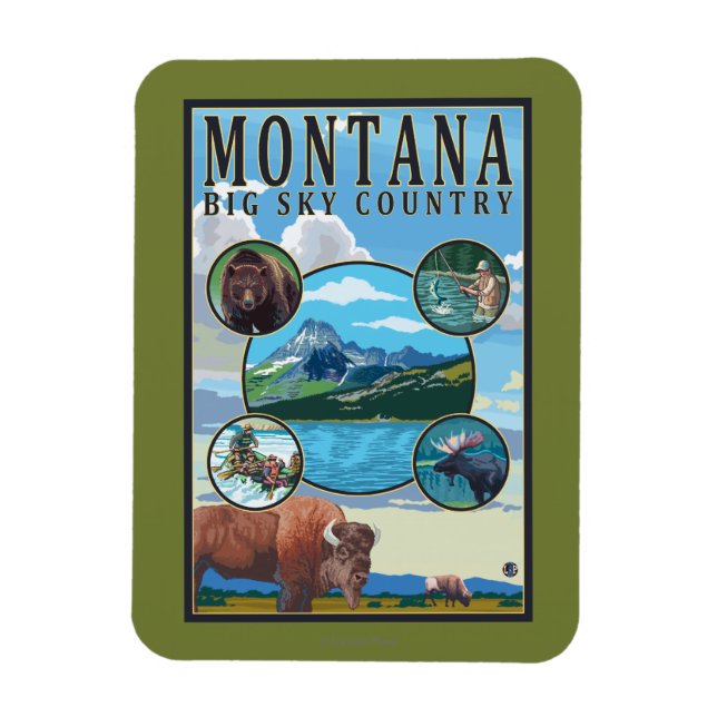 Montana Staat Scenes Magnet (Vertikal)