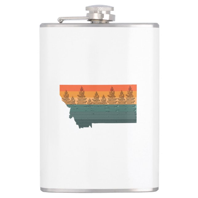 Montana Staat Tree Silhouette Flachmann (Vorderseite)