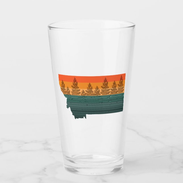 Montana Staat Tree Silhouette Glas (Vorderseite)