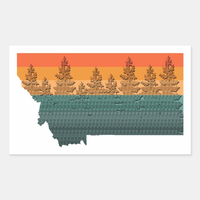 Montana Staat Tree Silhouette Rechteckiger Aufkleber (Vorderseite)