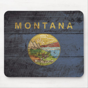 Montana-Staats-Flagge auf altem hölzernem Korn Mousepad